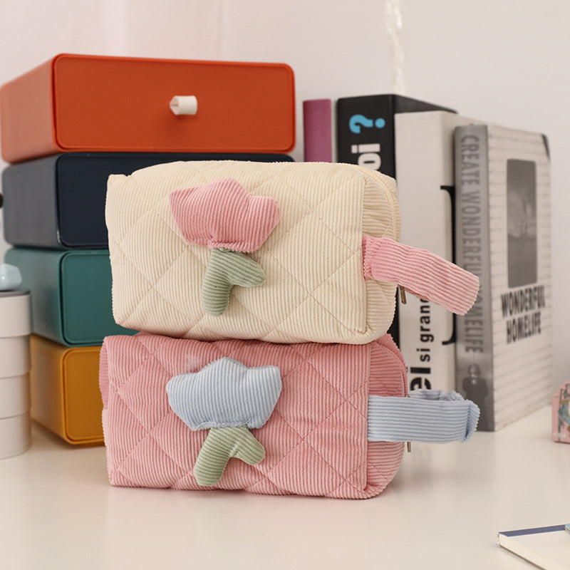 Wholesale Corduroy Simple Handheld Cosmetic Bag